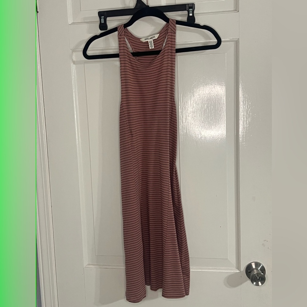 Billabong Striped Sleeveless Midi Dress in Mauve